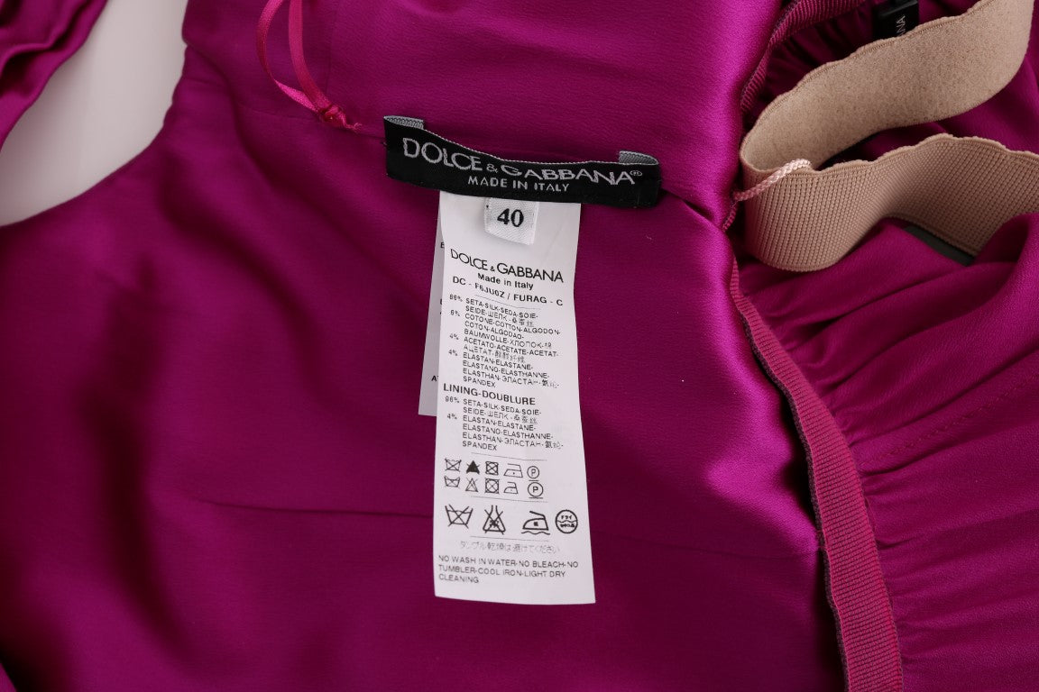 Dolce & Gabbana long pink silk stretch shift dress